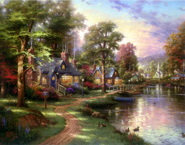 (image for) Thomas Kinkade paintings. No.112 Handmade oil painting Copy paintings of famous artists paintings